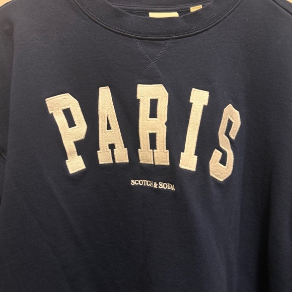 Scotch & Soda Navy Blue Paris Cropped Sweater Size Large - Picture 3 of 5